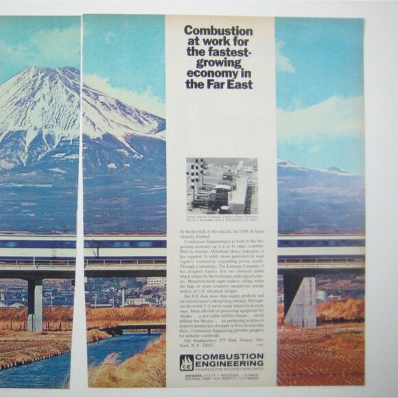 Vintage 1967 Combustion Engineering Print Ad Mount Fiji Japan - Picture 2 of 2